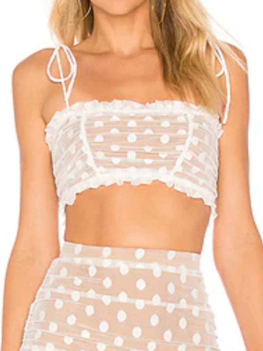 Revolve Majorelle Sawyer Top Crop Shirred Ruched Polka Dot Womens XlL